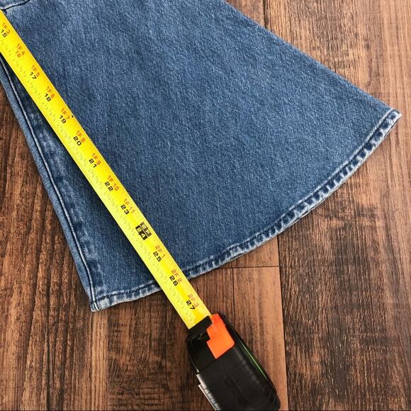 Frame Denim Flounce Flare Jean Crop High Rise Size 24 Copeland Blue Medium Wash - Picture 15 of 16